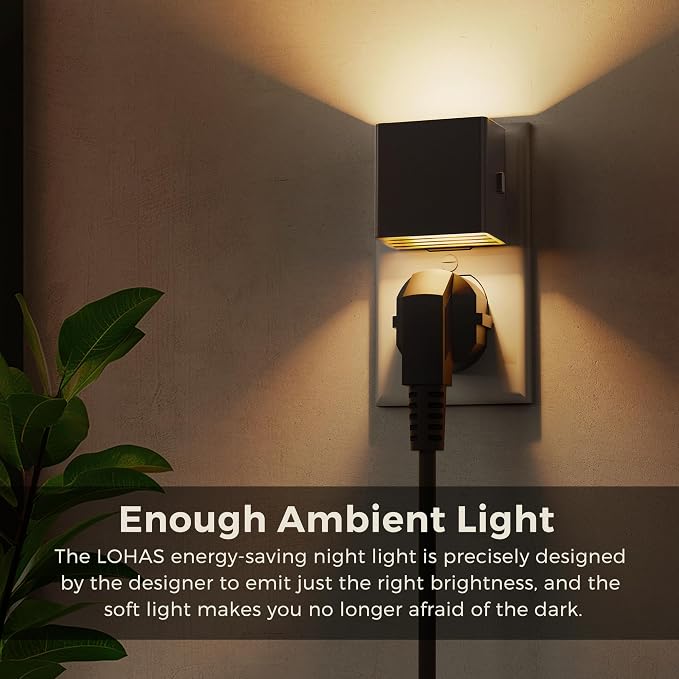 L LOHAS LED Night Lights Plug into Wall,[2-Pack] Plug in Night Light with Dusk to Dawn Sensor,3CCT 1600K/2700K/5000K,Brightness Adjustable,Nightlight for Adults Bathroom Bedroom