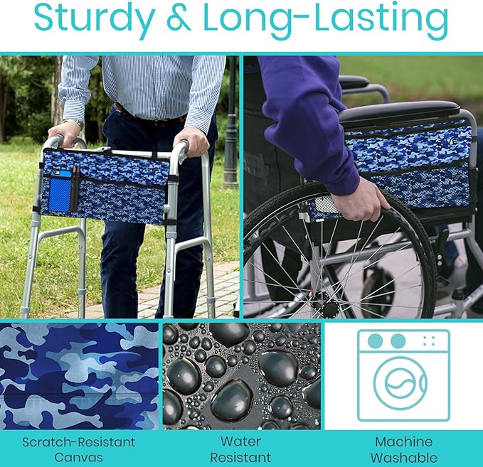 Vive Walker Bag - Accessories Wheelchair Basket Pouch (Water Resistant) - Seniors Caddy Accessory Attachment for Folding, Rolling Walkers - Carry Storage Carrier Tote - Lightweight, Universal Size