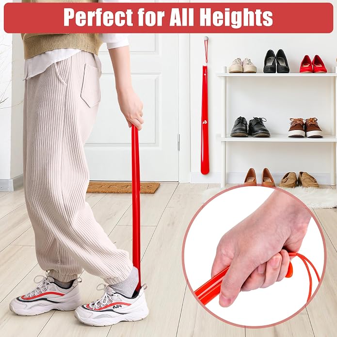 Nextnoid Shoe Horn Long Handle for Seniors - 16.5"-23" Straight & Sturdy Long Shoe Horn for Men, Women & Kids