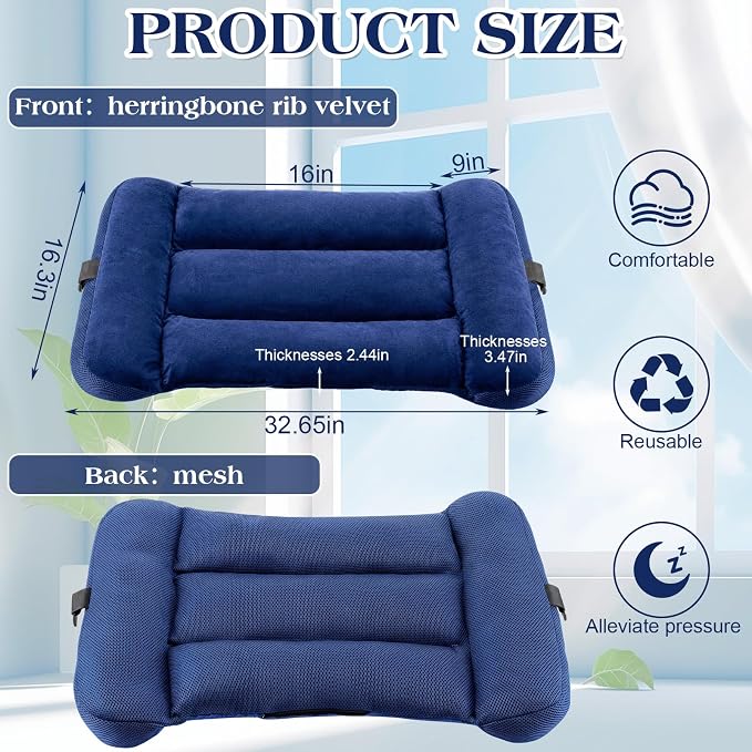 Lateral Support for Wheelchair Back Cushion Pressure Relief Side Support Pads Recliner Wheelchair Lumbar Pillow for Office Chair Back (Dark Blue)