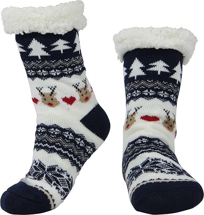 BenSorts Women Winter Thick Slipper Socks with Grippers Non Slip Warm Fuzzy Socks Christmas Gifts