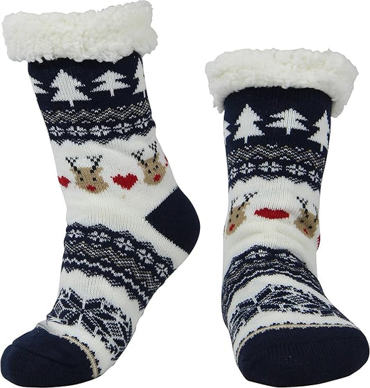 BenSorts Women Winter Thick Slipper Socks with Grippers Non Slip Warm Fuzzy Socks Christmas Gifts