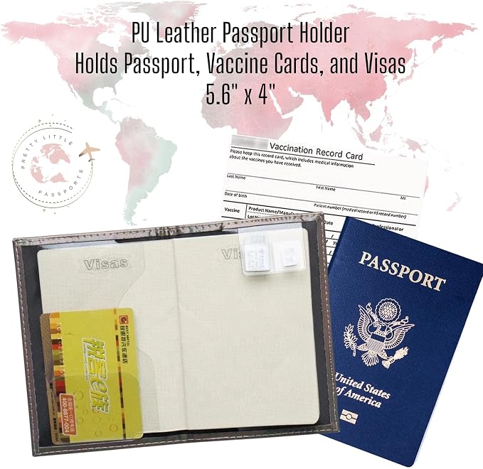 Chrome Passport Cover Vaccine Card Holder Combo, Passport Holder with Vaccine Card Slot (Gold)
