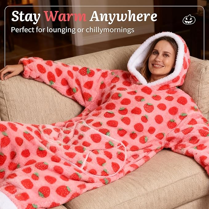 Blanket Hoodie, Long Hooded Blanket Sweatshirt as Birthday Gifts for Women Men, Long Wearable Blanket for Women Men.