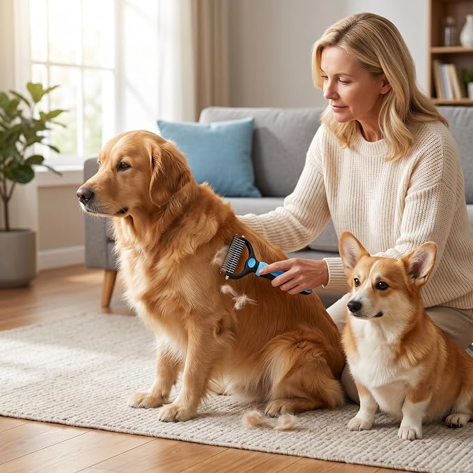 【YiErBearAL】Premium Slicker Brush for Dogs & Cats | Gently Removes Loose Undercoat, Mats & Tangles | Effective Pet Grooming Tool for Long & Short Haired Breeds