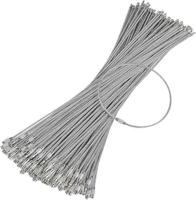 Pawfly 4"/6"/10" Wire Keychain Cable Key Ring Loop Holder 20/50/100Pcs | Large, Stainless Steel, Toughly Braided, Connectable, Corrosion Resistant, for Luggage Tag Kitchen Utensils