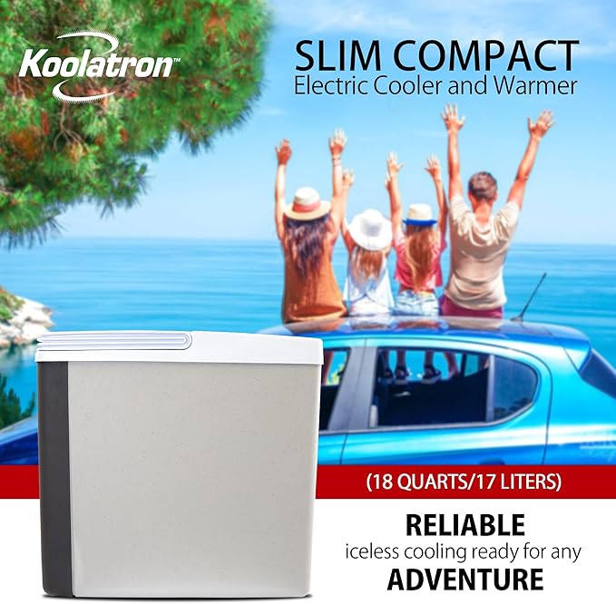 Koolatron 12V Iceless Cooler & Warmer – Portable Electric Cooler/Nevera Portátil Eléctrica for Car Truck Camper Boat, Hard Sided Mini Fridge for Camping Picnic Travel Lunch Food Drinks Office 18 qt