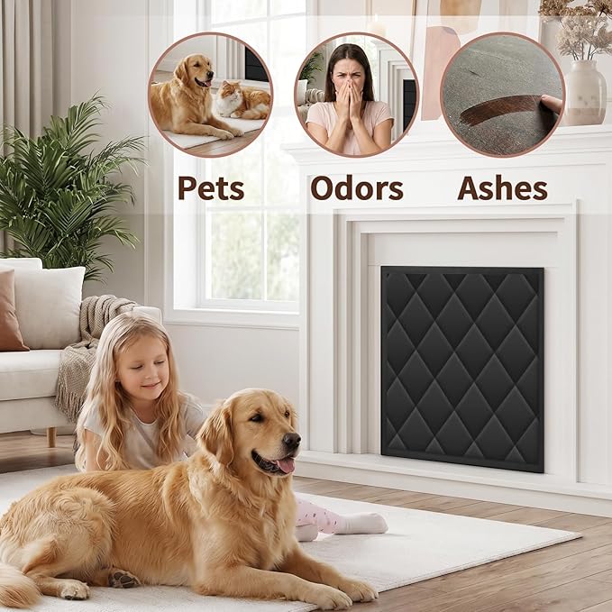 Magnetic Fireplace Draft Cover, Fireplace Blocker Blanket Save Energy, Indoor Fireplace Draft Stopper for Winter Heat Loss and Summer Cooling, Fireplace Insulation Cover for Iron Frame 36 x 36