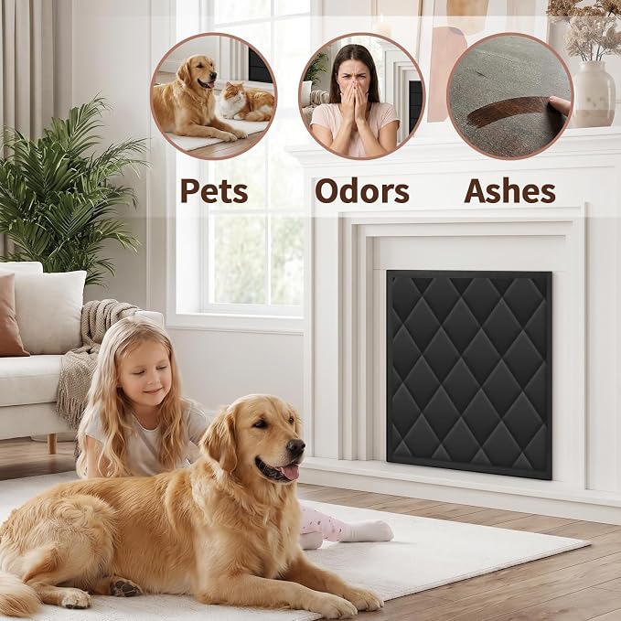 Magnetic Fireplace Draft Cover, Fireplace Blocker Blanket Save Energy, Indoor Fireplace Draft Stopper for Winter Heat Loss and Summer Cooling, Fireplace Insulation Cover for Iron Frame 39 x 28