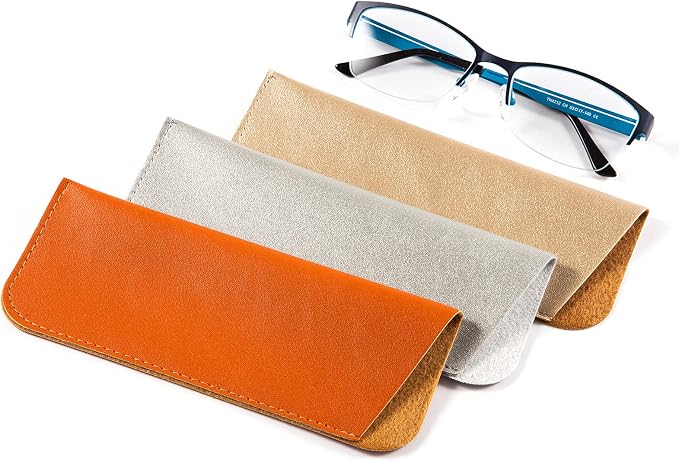 TRIUMPH VISION 3 Pack Reading Glasses Pouch Soft Case Eyeglass Sleeve Slim | Alternative to Bulky Case in bag, Lightweight Lined Padded Protect Optical lens Slip in, Cute Pattern Portable for Daily Use