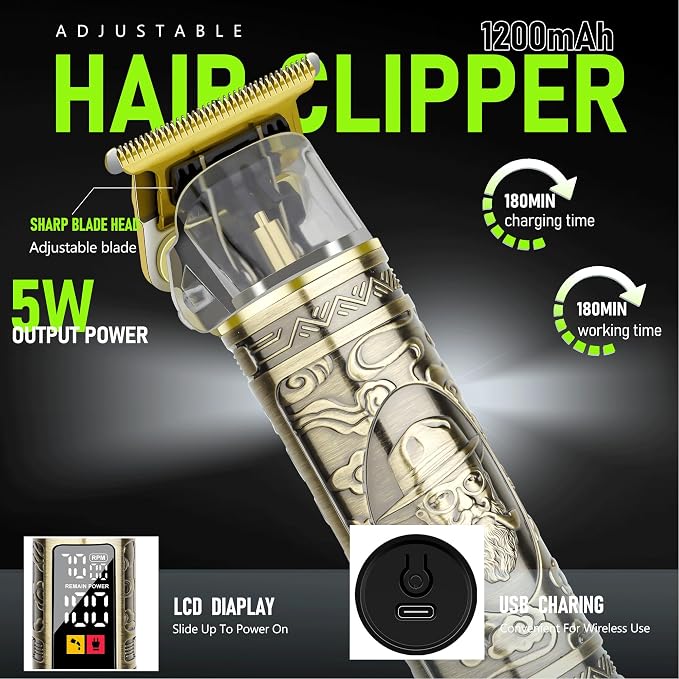 Hair Clippers for Men 2 in 1 Beard and Mustache Trimmer for Men T Liners Trimmers Electric Cordless Nose and Ear Hair Trimmer Grooming Kit with Bag, to Son Husband Father Men's Gifts
