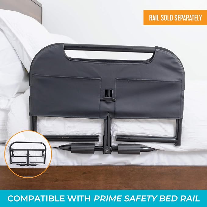 Stander Large Pouch Accessory, Bedside Storage Caddy with Compartments for Easy Access Storage, 2-Pocket Organizer Pouch, Compatible with the Stander Prime Safety Bed Rail (Rail not included)