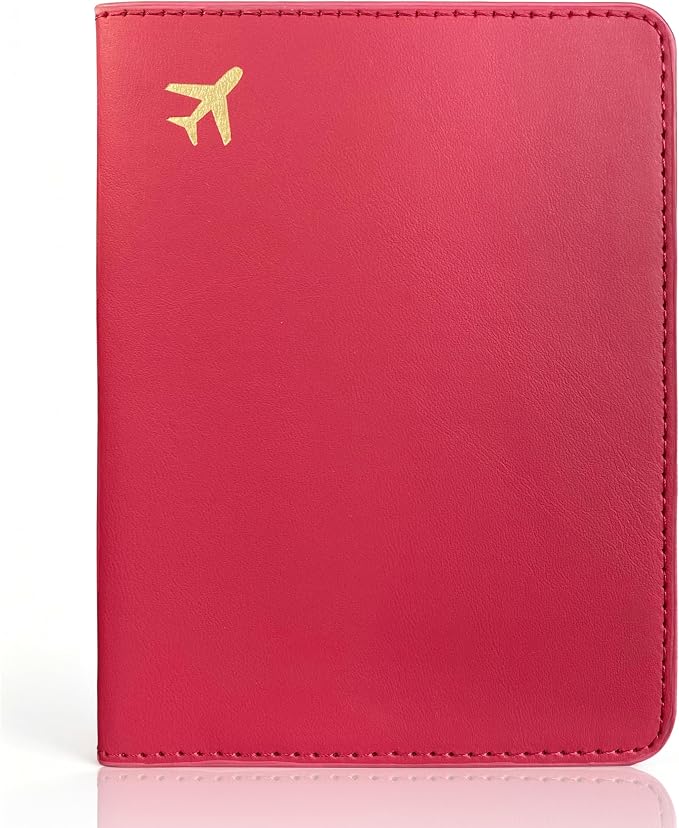 Passport Holder for Travel Essentials,RFID Blocking Passport Cover Case for Travel Accessories,Travel Wallet for Women Men (Wine Red)