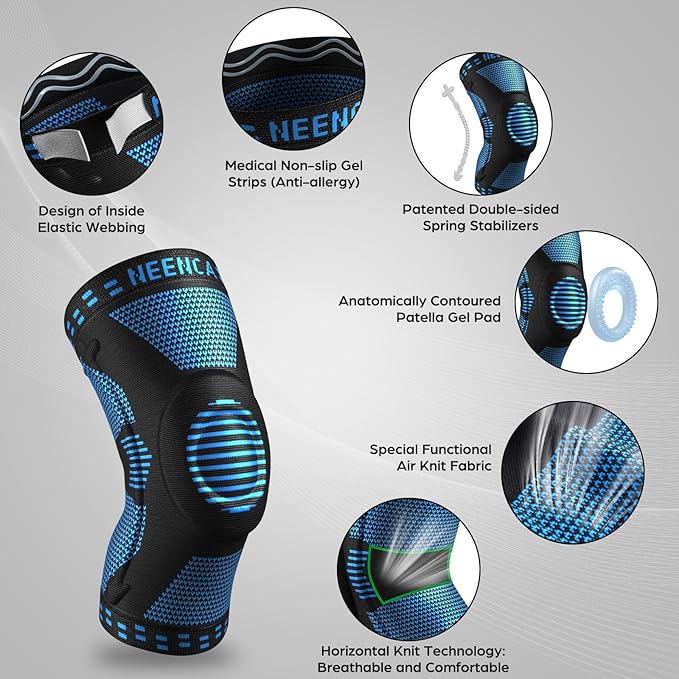 NEENCA Professional Knee Brace for Pain Relief, Medical Knee Support with Patella Pad & Side Stabilizers, Compression Knee Sleeve for Meniscus Tear, ACL, Joint Pain, Runner, Workout - FSA/HSA APPROVED