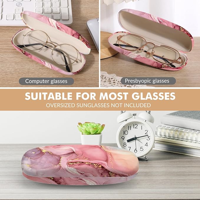 Glasses Case Hard Shell,Portable Protective Eyeglasses Case, Eyeglass Holder Box with Cleaning Cloth, for men women