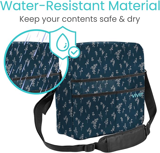Vive Wheelchair Bag - Machine Washable, Double-Stitched, Water-Resistant Accessory Backpack for Rollators, Wheel Chairs, Walkers - Pouch with XL Pockets & Straps for Quick Installation