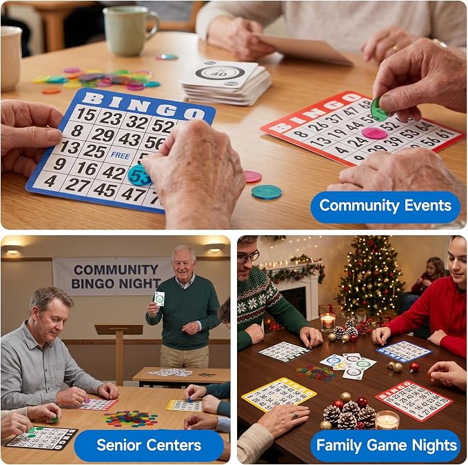 GSE Games & Sports Expert Complete Bingo Game Set with 100 Bingo Cards, 1000 Markers, Calling Cards Deck, Party Fun Game for Adults, Seniors, Family Gatherings, Classroom Activities, Large Groups