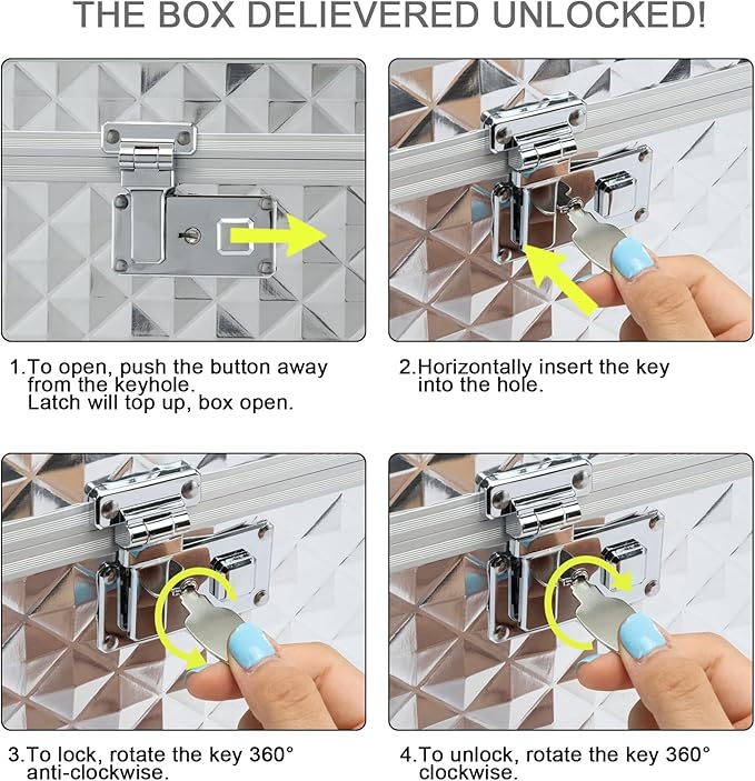 Storage Box with Key Lock, Lockable Medicine Storage Box, Empty First Aid Box, Security Lock Box, Multipurpose Locking Box for Home and Outdoor Use (Silver, Medium)