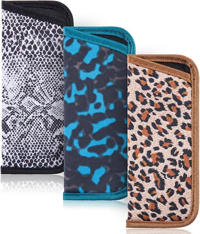 TRIUMPH VISION Reading Glasses Pouch Eyeglass Sleeve Soft Case Slim 3 Pack | Alternative to Bulky Case Lightweight，Neoprene Lined Padded Protect Optical lens Slip in, Cute Pattern Portable for Daily Use