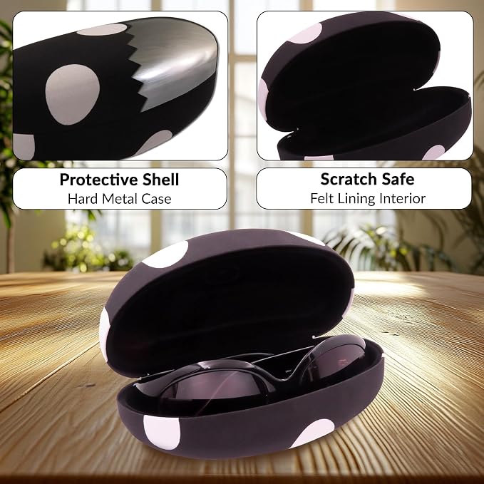 MyEyeglassCase® Large Hard Sunglasses Case | fits Large curved Sunglasses, with microfiber bag and cleaning cloth