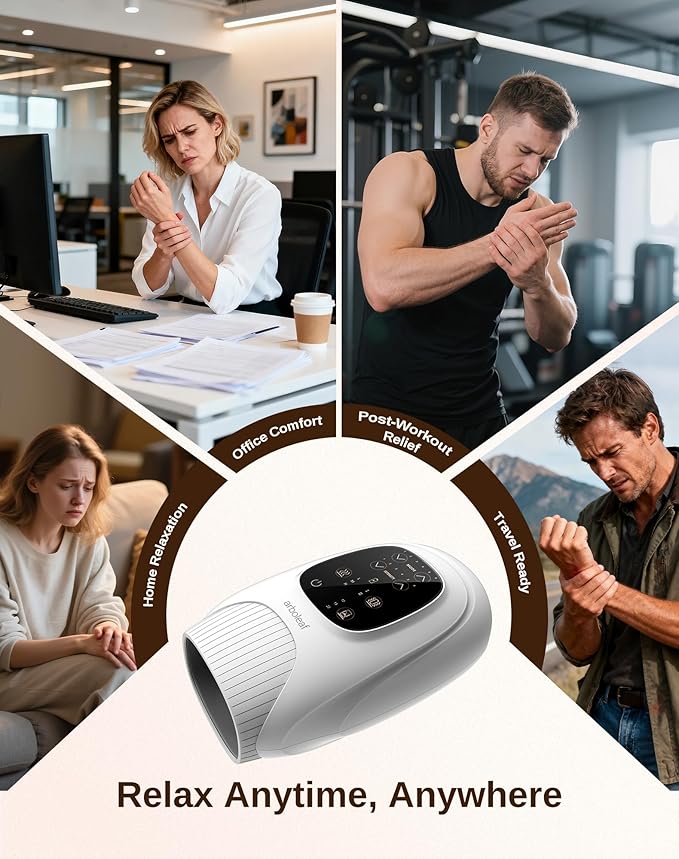 arboleaf Hand Massager with Heat and Compression, for Women Men Mom Dad, 6 Modes and 3 Heating Options, Cordless & Powerful Hand Massager for Finger, Wrist, Palmand Lower Forearm