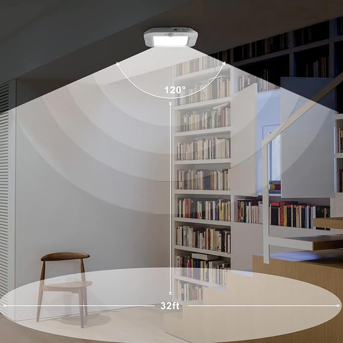 Rechargeable Motion Sensor Ceiling Light, Closet Light with USB Cable | Battery Operated, Motion Activated Cool White Light, Indoor Use for Closet Stair Pantry Hallway Shed Laundry