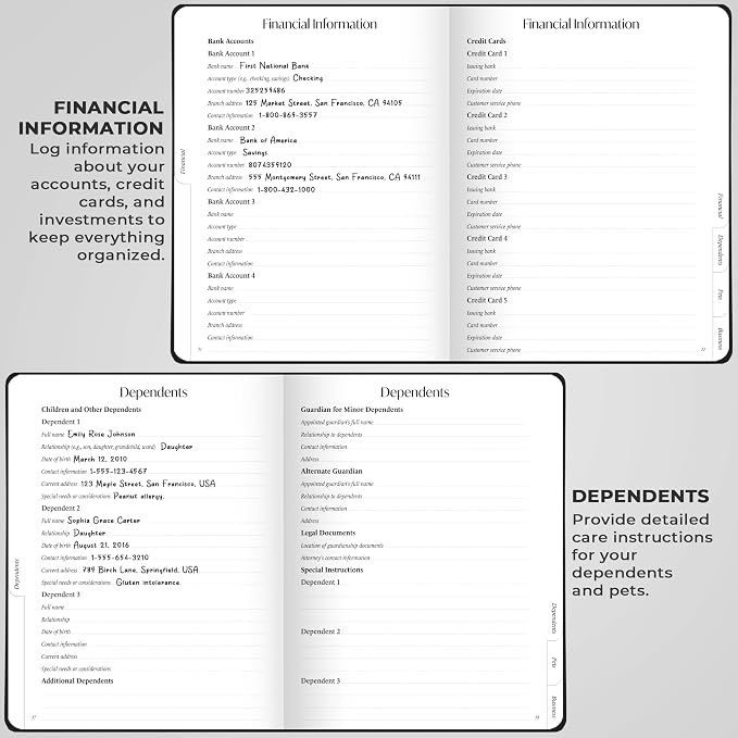 Skyline End of Life Planner – Emergency File Notebook for Important Information & Final Wishes – When I Die Beneficiary Book Organizer (Black)