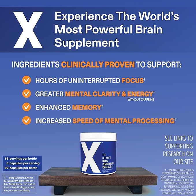 Clear Brain Fog & Focus for Deep Work | X – Science-Backed Brain Performance Supplement