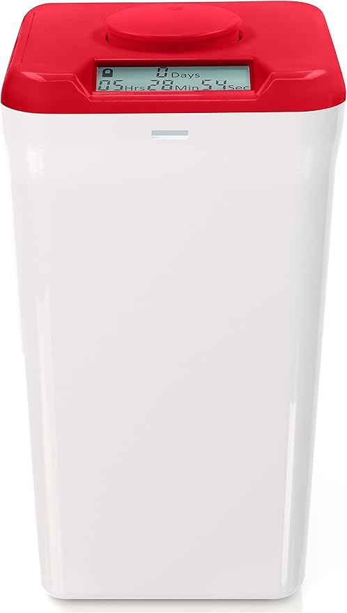 Kitchen Safe Time Locking Container, Cell Phone Jail, Medication Lock Box, Break Bad Habits, Quit Smoking, Stop Snacking, Gaming Addiction, Family Time (XL, Red Lid + 12.3” White Base)
