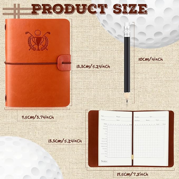 Yexiya Golf Scorecard Book with Pencil, Leather Golf Journal Scorecard Holder Accessories Notebook Log Pocket Score Cart Book Gift for Men Golfers, Sports and Outdoor Club Accessories