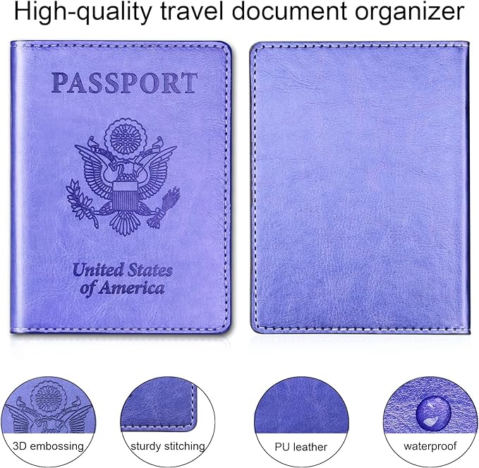 Herain Passport Holder for Travel Cruise Essentials 2 Pcs, Passport Cover Wallet Case Travel Gifts Women Men Family, Passports Book Holders Vacation Accessories Must Haves