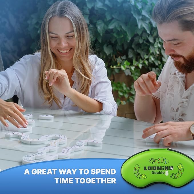 Queensell Loomino - Domino Set for Kids and Adults - New Generation of Dominoes Game - Family Board Game for Kids and Adults