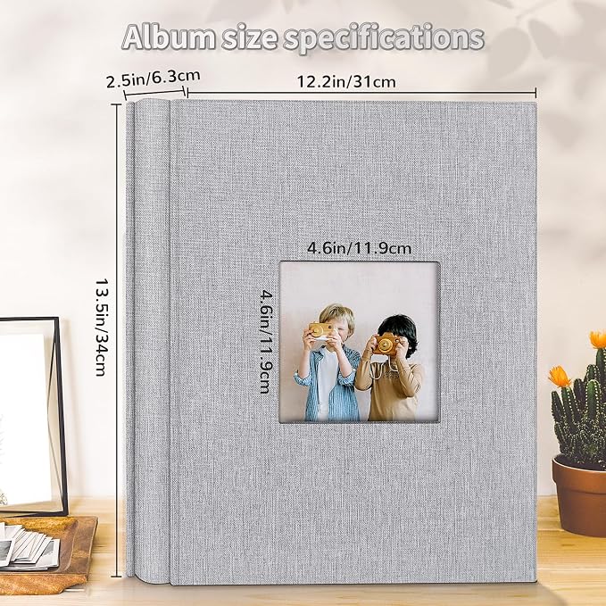 Artfeel Photo Album 4x6 with 600 Pockets,Slip-in Picture Albums,Linen Cover Memory Book with Front Window,White Page Vertical Photo Book for Wedding,Family,Anniversare,Baby,Vacation