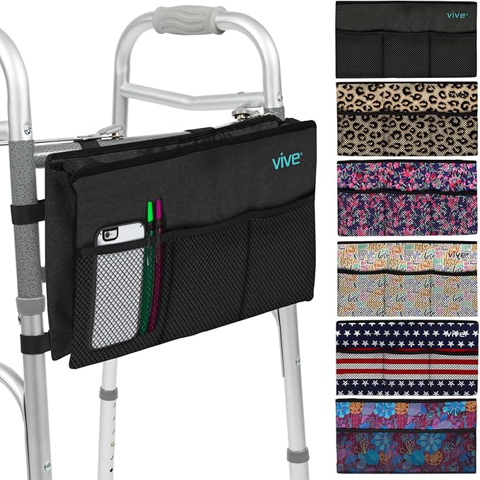 Vive Walker Bag - Accessories Wheelchair Basket Pouch (Water Resistant) - Seniors Caddy Accessory Attachment for Folding, Rolling Walkers - Carry Storage Carrier Tote - Lightweight, Universal Size