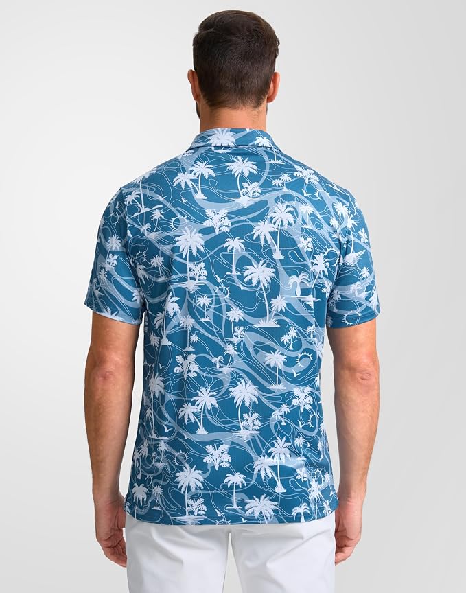 Obla Mens Golf Polo Shirts Short Sleeve Dry Fit Performance Moisture Wicking Casual Print Collared Golf Shirts for Men
