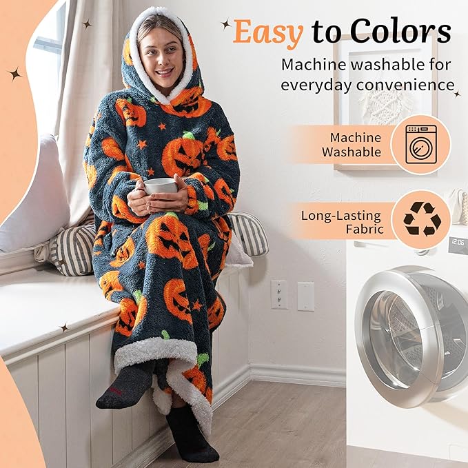 Blanket Hoodie, Long Hooded Blanket Sweatshirt as Birthday Gifts for Women Men, Long Wearable Blanket for Women Men.