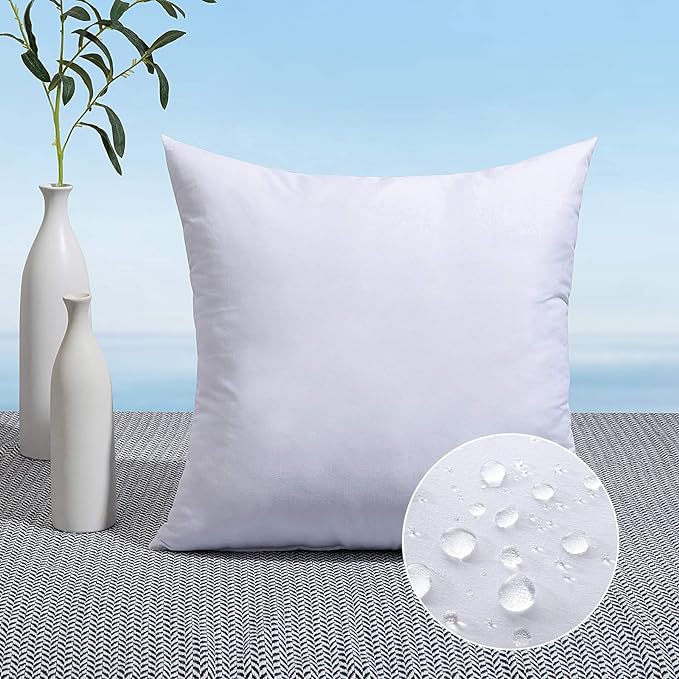MIULEE 16x16 Inch Outdoor Pillow Insert Throw Pillow Insert | Water-Resistant Premium Outdoor Pillow Stuffer Sham Square for Couch Sofa Patio Furniture Cushion Porch Swing