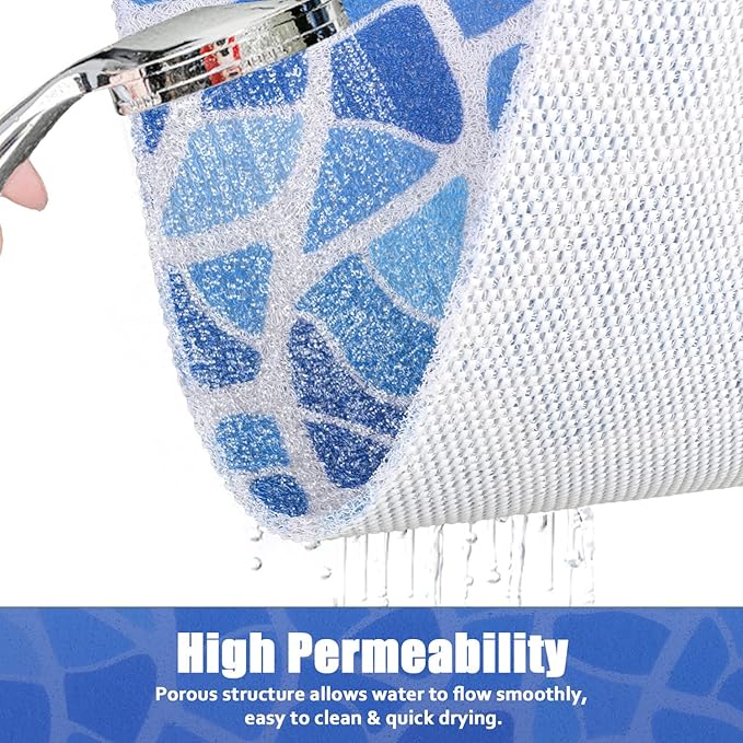 Shower Mat Bathtub Mat Non-Slip: 32x32 Inch, Soft Comfort Bath Mat with Drainage Holes, PVC Loofah Massage Bathmat for Shower, Tub, Bathroom, Wet Areas, Quick Drying