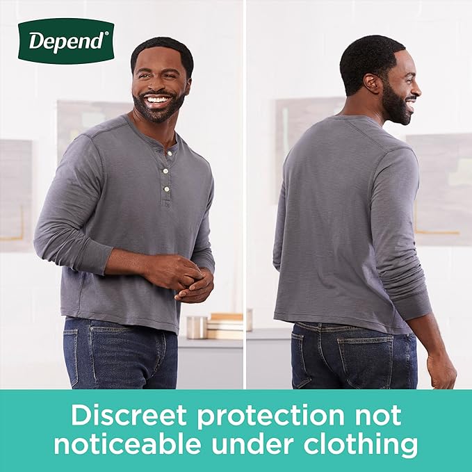 Depend Fresh Protection Adult Diapers, Incontinence Underwear for Men, Disposable, Maximum, Large, Grey, 28 Count, Packaging May Vary
