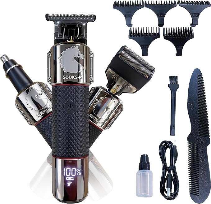 3-in-1 Classic Beard Trimmer for Men- Exposed Skeleton Design, IPX7 Waterproof Electric Razor Shaver- Powerful＆Quiet，Lithium-Ion Cordless Hair Clipper, Men's Grooming Kit for Hair、Nose、Ear、Face、Body