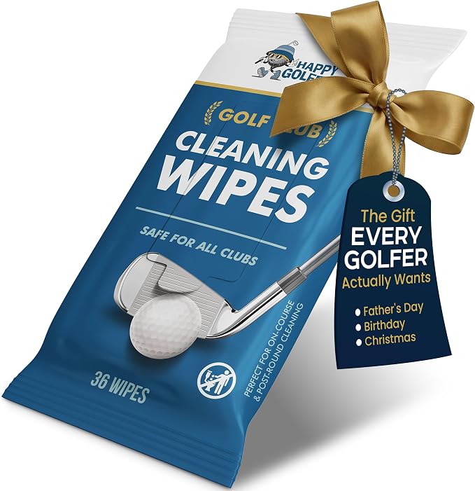 Happy Golfer Golf Gifts for Men | Golf Club Cleaning & Polishing Wipes (36 Pack) | Premium Golf Accessories for Men | Gifts for Golfers