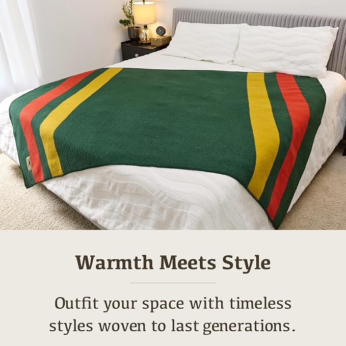 Chubbuck 100% Wool Blanket Camping (60" x 84") - Large Warm Blankets for Camping, Emergency, Outdoor Concerts and Home Use - Fire Retardant Blanket, Soft and Warm Blankets for Winter (Windsor)