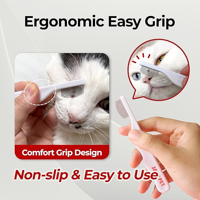 JAYU PET Facial Grooming Comb | Dog Eye Combs, Stress-free Eye Gunk Remover for Dogs & Cats, Pet Facial Brush, Cat Grooming Kit