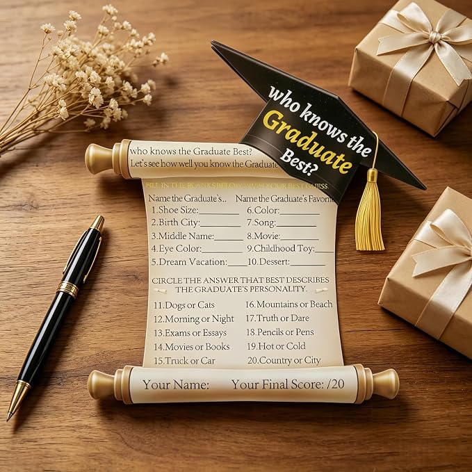 Graduation Party Game Cards - Who Knows The Graduate Best - 10PCS Graduation Party Collection Grad Celebration Party 2026 Supplies for High School/College/Senior School