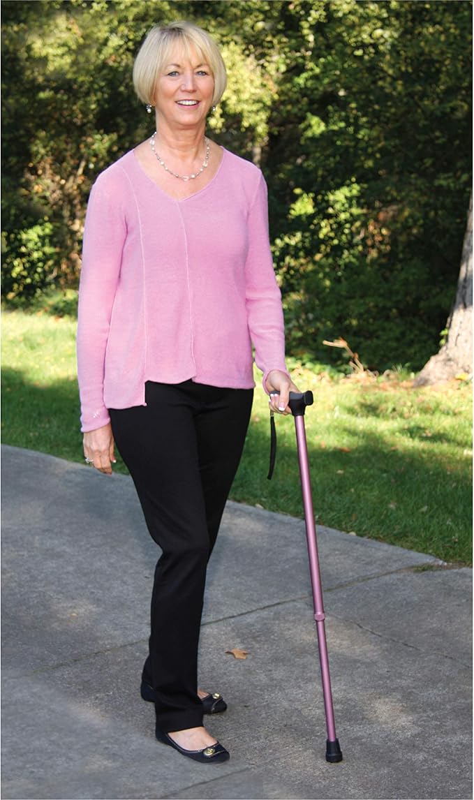 Carex Soft Grip Walking Cane - Height Adjustable Cane with Wrist Strap - Latex Free Soft Cushion Handle, Pink (Pack of 2)
