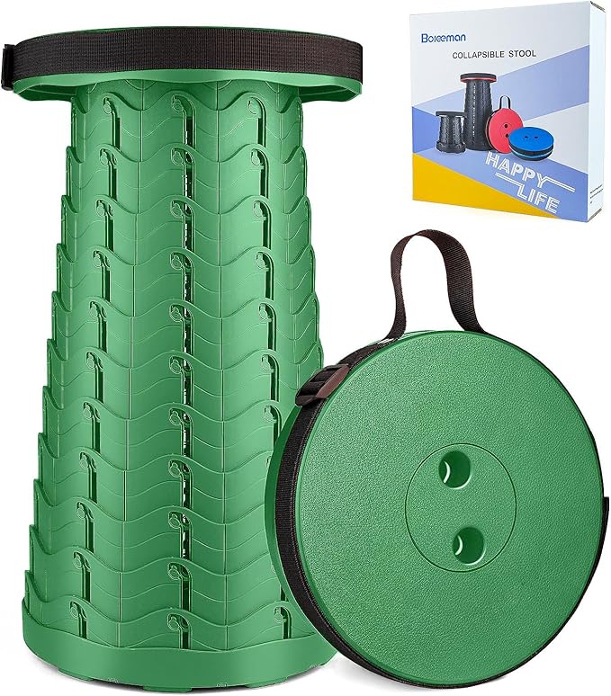 Upgraded Folding Stool Lightweight Yet More Sturdy with Load Capacity 400lbs Portable Collapsible Stool for Camping Fishing Hiking BBQ (Army Green)