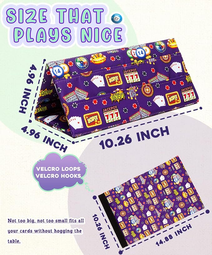 Playing Card Holder for Bingo Pull Tabs Gambling Tickets Card Game Holders for Canasta Poker Bridge Cards Casino Portacartas para Bingo Purple Indigo