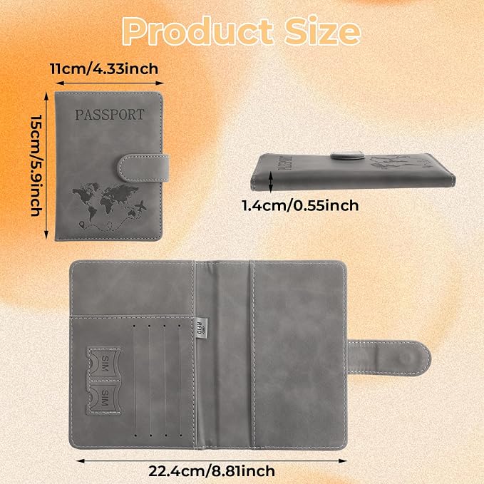 2 Pack Passport Holder for Travel, Passport Wallet Cover Case Waterproof RFID Blocking Passport Holder with Pen Holder Travel Must Haves Accessories, Passport Book Holders for Women and Men