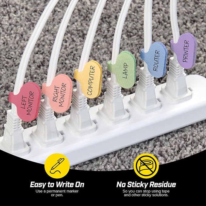 Wrap-It Storage Cable Labels - Oval, Macaron (36 Pack) - Write On Cord Labeler Wire Label Tags
