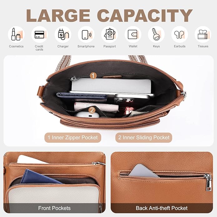 Anti-Theft Crossbody Purse for Women Travel Shoulder Bag